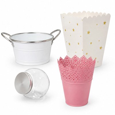 Bols, tarros y cajas para Mesa Dulce Bautizo